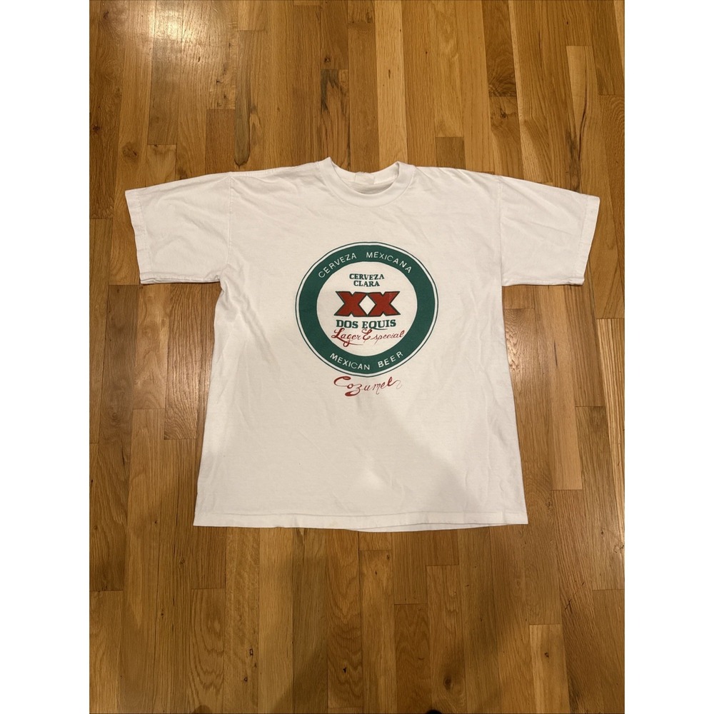 Vintage Style Dos Equis XX Beer T Shirt Single Stitch Boxy Fit Heavyweight Large